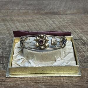 Vintage Lustern 12k GF Amethyst Cuff Bracelet-With Original Box-No Lid